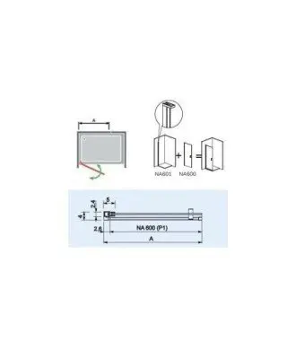 Paroi de douche noir avec un vantail rabattable sans fermeture Nardi