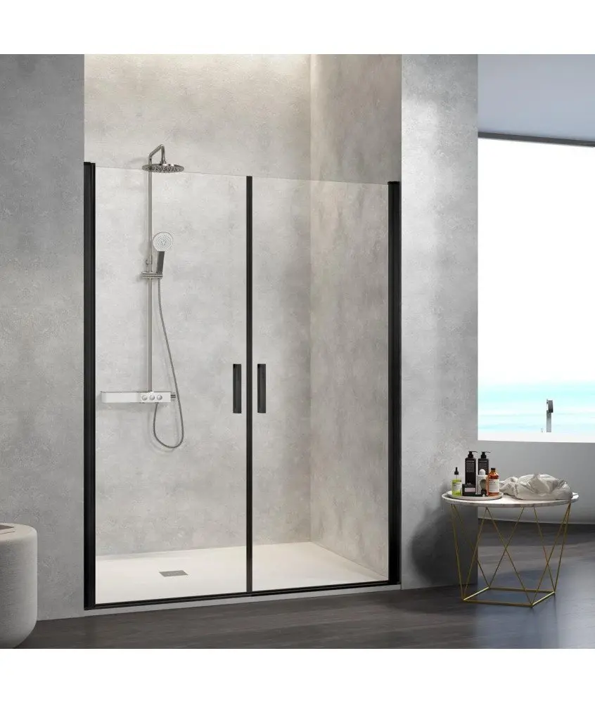 Paroi de douche deux portes pivotantes noir Nardi Paroi de douche deux portes pivotantes noir Nardi Kassandra en Melonbath | Écrans de salle de bains | Offres