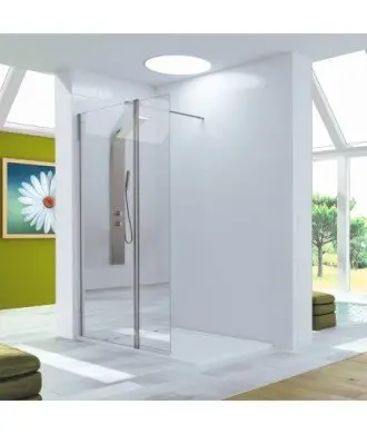 Paroi de douche fixe plus porte pivoante Polaris Kassandra en Melonbath | Écrans de salle de bains | Offres