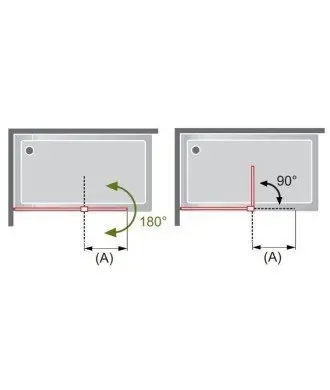 Paroi de douche fixe plus porte pivoante noir Polaris | nouveauté