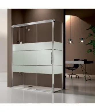 Paroi de douche 1 porte fixe et 2 portes coulissantes avec côté fixe Fénix