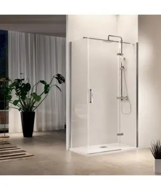 Paroi de douche pivotante rectangulaire avec barre parallèle