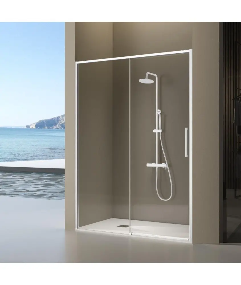 Paroi de douche fixe et coulissante en blanc Delta Kassandra en Melonbath | Écrans de salle de bains | Offres