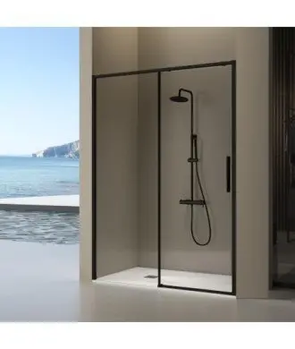 Paroi de douche fixe et coulissante en noir Delta Kassandra en Melonbath | Écrans de salle de bains | Offres