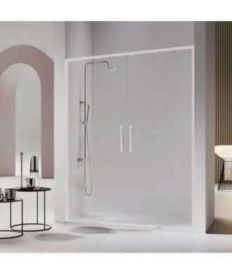 Façade de douche 2 fixes et 2 coulissantes blanc mat | Melonbath