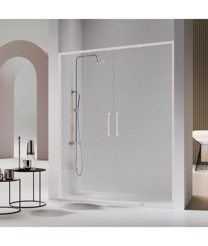 Paroi de douche deux fixes et deux coulissantes blanc Delta Kassandra en Melonbath | Écrans de salle de bains | Offres