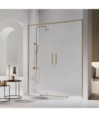 Façade de douche 2 fixes et 2 coulissantes or brossé | Melonbath