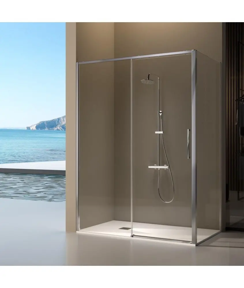 Paroi de douche coulissante rectangulaire plus côté fixe Delta Kassandra en Melonbath | Écrans de salle de bains | Offres