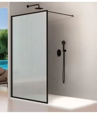 Paroi de douche fixe noire avec verre translucide Fresh Kassandra en Melonbath | Écrans de salle de bains | Offres