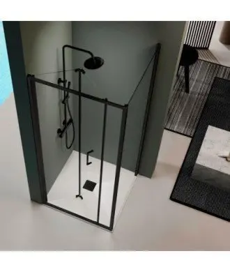 Paroi de douche noir mat pliante Prisma | offre avec livraison gratuite