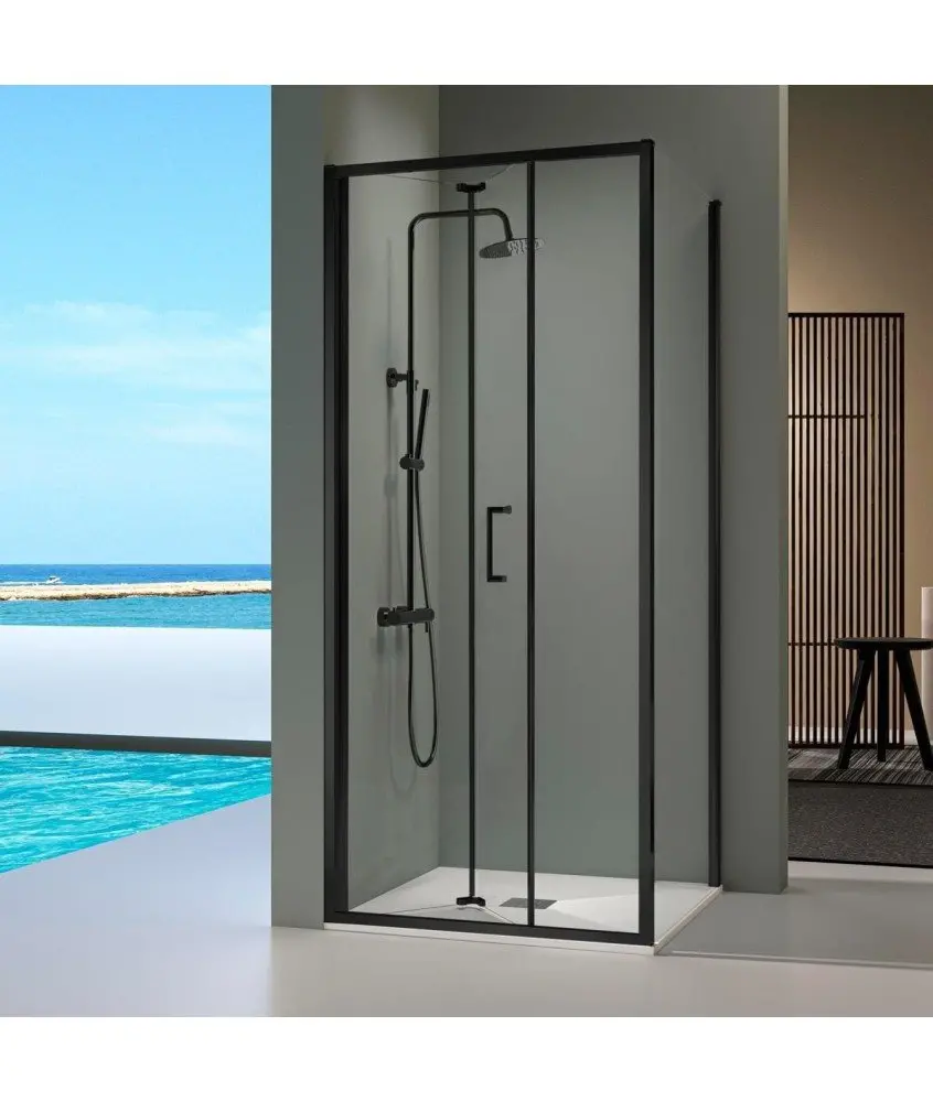 Paroi de douche noir rectangulaire pliante Prisma Kassandra en Melonbath | Écrans de salle de bains | Offres