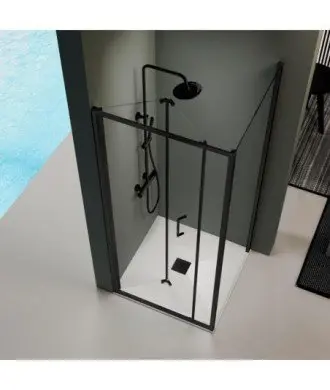 Paravent de salle de bain rectangulaire noir pliable Prisma