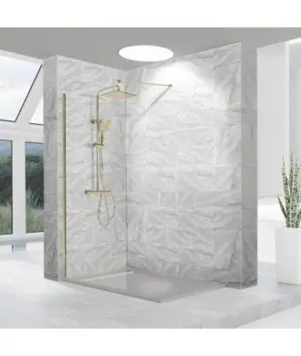 Paroi de douche fixe en or brossé Fresh Kassandra en Melonbath | Écrans de salle de bains | Offres