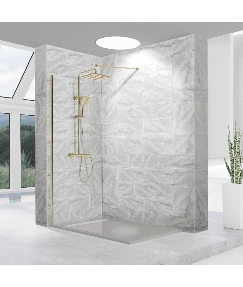Paroi de douche fixe en or brossé | Envoi gratuit Paroi de douche fixe en or brossé Fresh Kassandra en Melonbath | Écrans de salle de bains | Offres