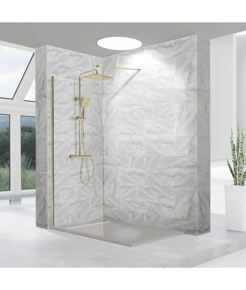 Paroi de douche fixe en or brossé Fresh Kassandra en Melonbath | Écrans de salle de bains | Offres