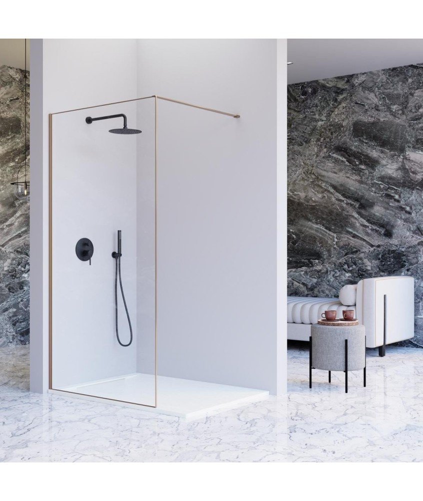 Paroi de douche fixe en bronze brossé Fresh Arena Kassandra en Melonbath | Écrans de salle de bains | Offres