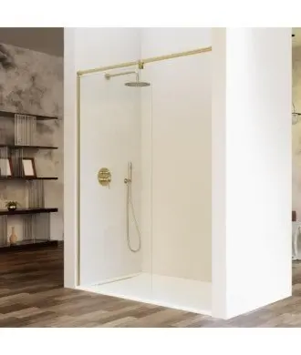 Paroi de douche fixe inox or brossé Salomon Kassandra en Melonbath | Écrans de salle de bains | Offres