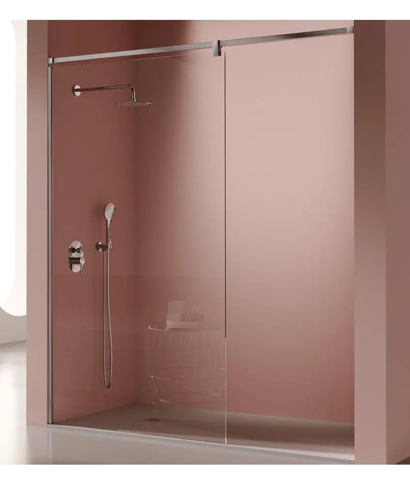Paroi de douche fixe en acier inoxydable brossé Fresh Salomon Kassandra en Melonbath | Écrans de salle de bains | Offres