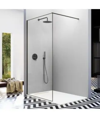 Paroi fixe périmétrale en noir mat Fresh Arena Kassandra en Melonbath | Écrans de salle de bains | Offres