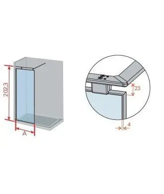 Paroi de douche fixe bronze brossé Fresh Arena | Barre en L