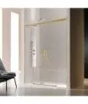 Paroi de douche en or brossé avec 2 panneaux fixes + 2 portes coulissantes Glasé