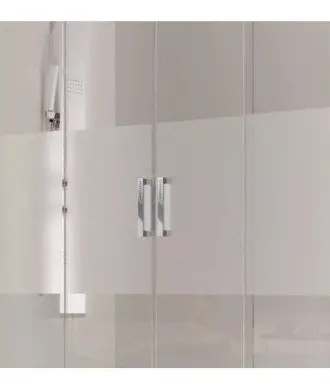 Paroi de douche en or brossé avec 2 panneaux fixes + 2 portes coulissantes Glasé