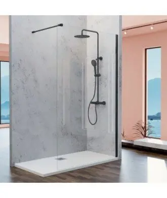 Paroi de douche noire avec un seul panneau fixe Fresh Kassandra en Melonbath | Écrans de salle de bains | Offres