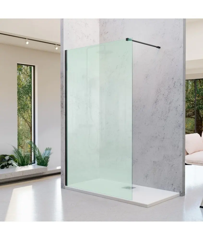 Paroi de douche fixe noire en verre maté Fresh Kassandra en Melonbath | Écrans de salle de bains | Offres