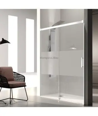 Paroi de douche en or brossé 1 fixe + 1 porte coulissante