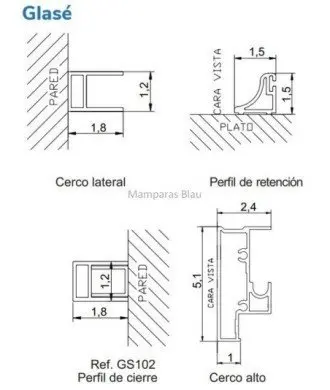 Paroi de douche en or brossé 1 fixe + 1 porte coulissante