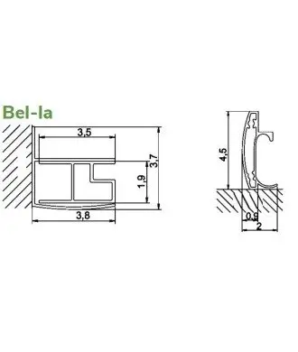 Paroi de douche angulaire noire avec 2 fixes et 2 portes coulissantes Bella