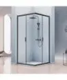 Paroi de douche angulaire noire coulissante Siena