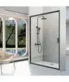 Paroi de douche compacte noire fixe + porte coulissante Siena