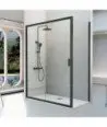 Paroi de douche rectangulaire noire compacte fixe + porte coulissante Siena