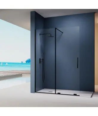 Paroi de douche fixe et coulissante noir en l'air Moka