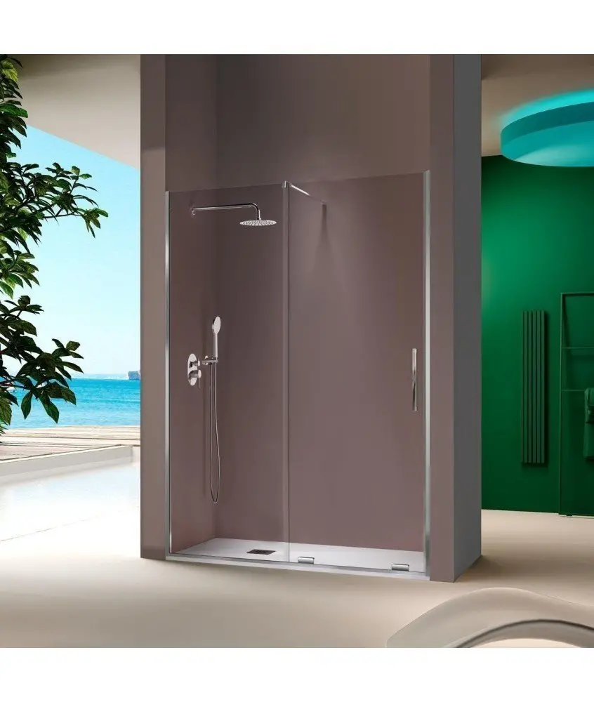 Paroi de douche fixe et coulissante sans profil Moka Kassandra en Melonbath | Écrans de salle de bains | Offres