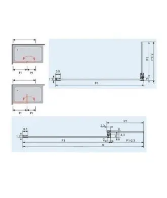 Paroi de douche noire fixe et pivotante Giro