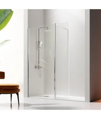 Paroi de douche noire fixe et pivotante Giro Kassandra en Melonbath | Écrans de salle de bains | Offres