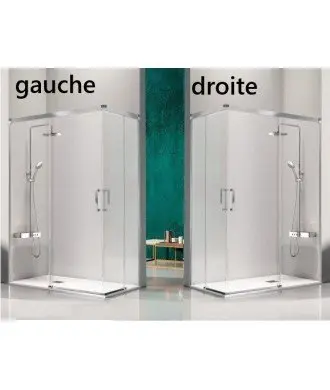 Paroi de douche coulissante angulaire noire Glasé
