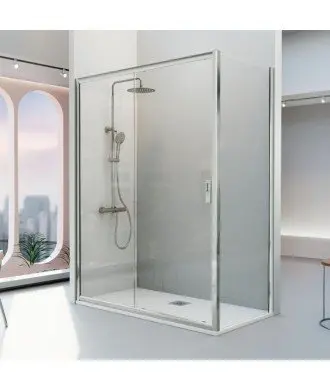 Paroi de douche rectangulaire fixe + porte coulissante Siena