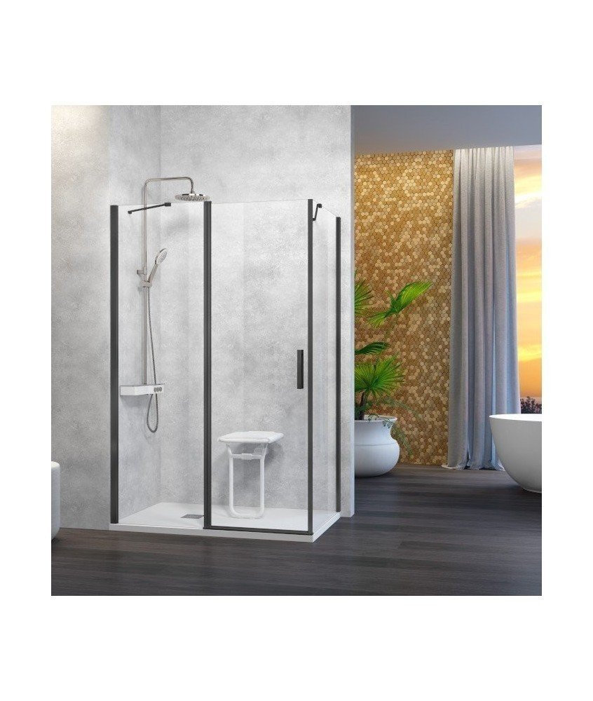 Paroi de douche rectangulaire fixe et pivotante noire Nardi Kassandra en Melonbath | Écrans de salle de bains | Offres