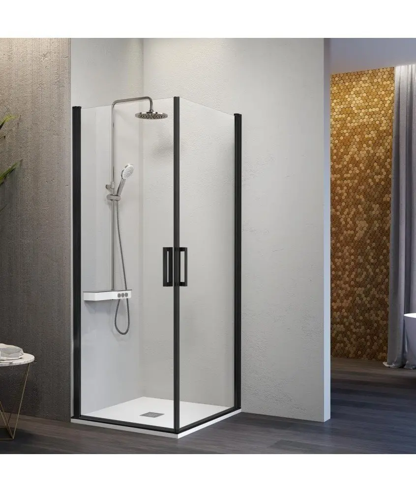 Paroi de douche angulaire pivotante noire Nardi Kassandra en Melonbath | Écrans de salle de bains | Offres