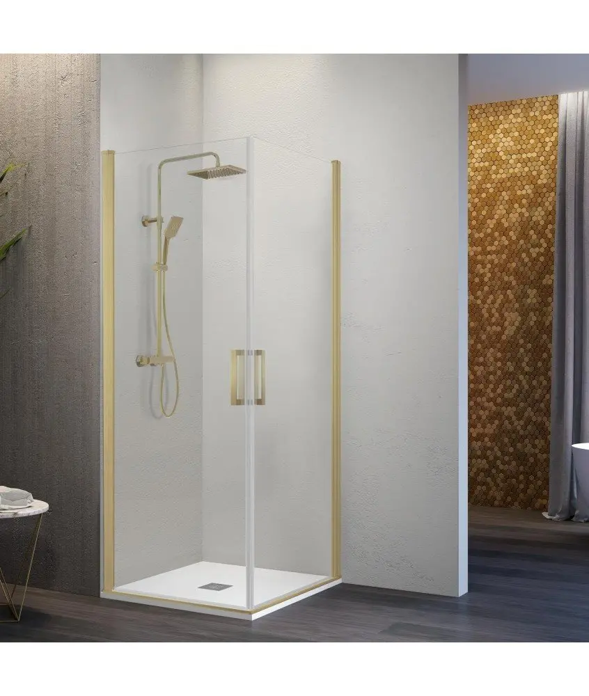 Paroi de douche angulaire pivotante or brossé Nardi Paroi de douche angulaire pivotante or brossé Nardi Kassandra en Melonbath | Écrans de salle de bains | Offres