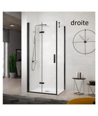 Paroi de douche rectangulaire noir plus côté fixe Nardi | NA307 05