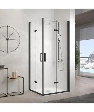 Paroi de douche angulaire pliant noir Nardi Kassandra en Melonbath | Écrans de salle de bains | Offres