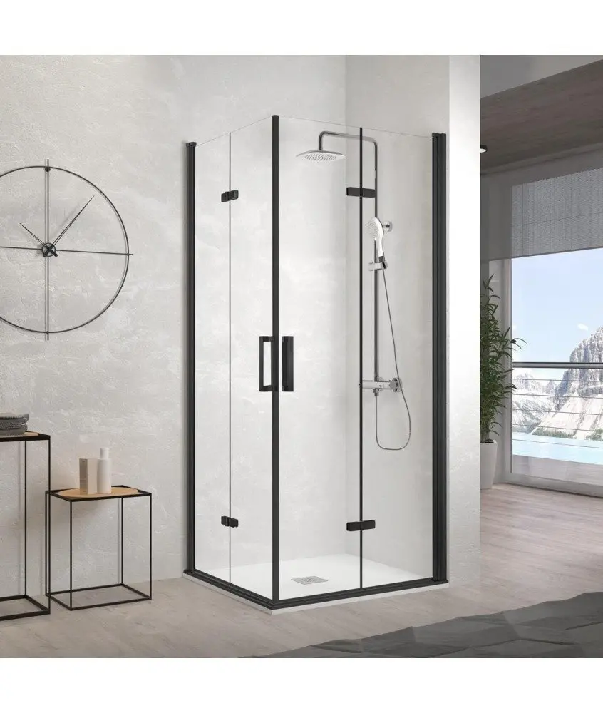 Paroi de douche angulaire pliant noir Nardi Kassandra en Melonbath | Écrans de salle de bains | Offres
