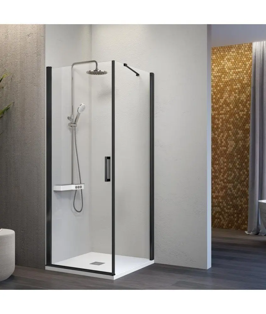 Paroi de douche pliante rectangulaire + côté fixe Nardi Paroi de douche rectangulaire pivotante noire Nardi Kassandra en Melonbath | Écrans de salle de bains | Offres