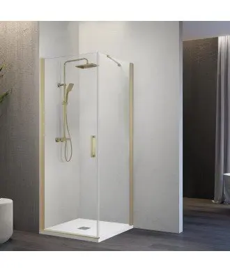 Paroi de douche rectangulaire pivotante or brossé Nardi