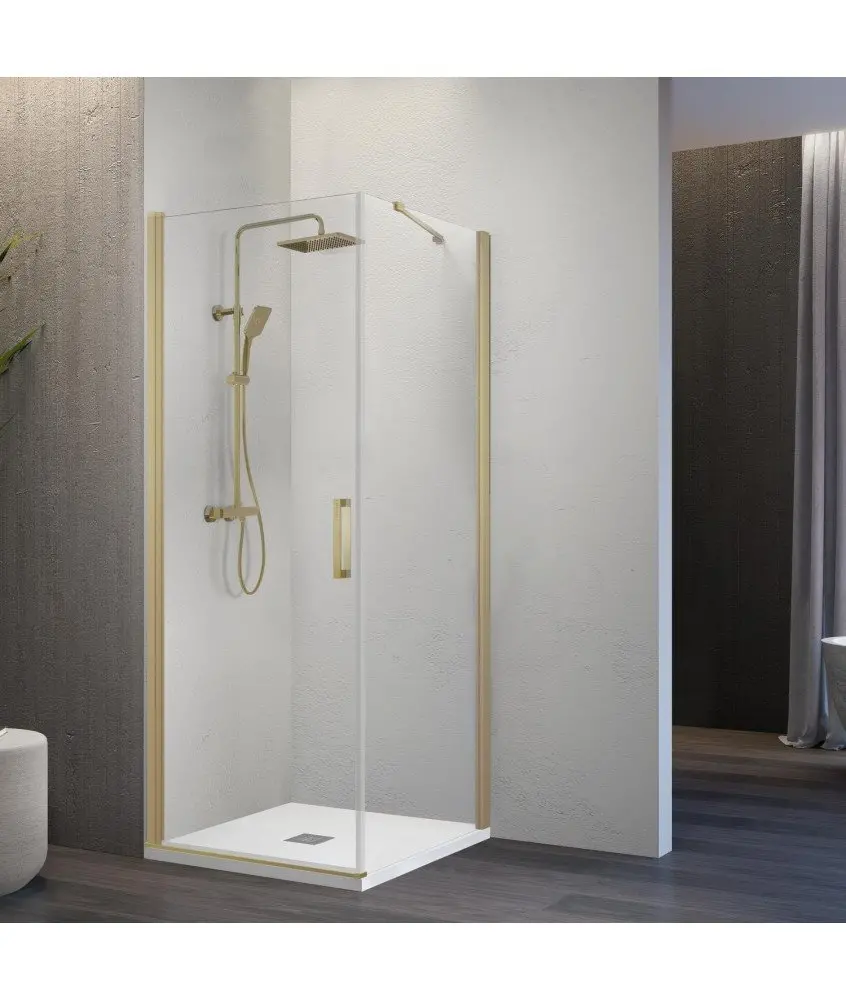 Paroi de douche rectangulaire pivotante or brossé Nardi Kassandra en Melonbath | Écrans de salle de bains | Offres