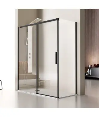 Paroi de douche rectangulaire coulissante noire Luna